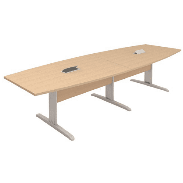 Mesa Reunião Semi Oval Bipartida Com Rasgo para 2 Caixas de Tomada - Frontal BP 300 x 110 (RP)