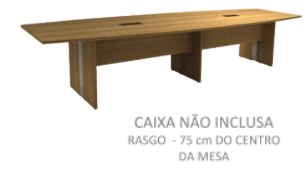 Mesa Reunião Semi Oval Bipartida C/ Rasgo p/ 2 cxs Tomada - Frontal BP 300 x 110 (ATT)