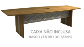 Mesa Reunião Semi Oval C/ Rasgo p/ cx Tomada - Frontal Aço 180 x 90 (ATT)