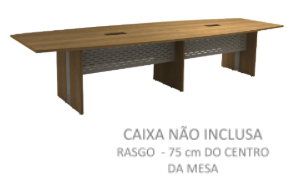 Mesa Reunião Semi Oval Bipartida C/ Rasgo P/ 2 Cxs Tomada - Frontal Aço 300 X 110 (ATT)