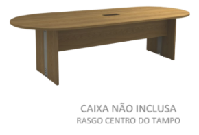 Mesa Reunião Oval C/ Rasgo P/ Cx Tomada - Frontal BP 160 X 90 (ATT)