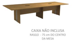 Mesa Reunião Retangular Bipartida C/ Rasgos P/ 2 Cxs Tomada - Frontal Bp 350 X 120 (Att)